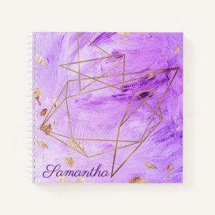 Carnet Aquarelle or violet Nom Abstrait