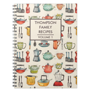 Carnet Aquarelle outils de cuisine Recette personnalisée