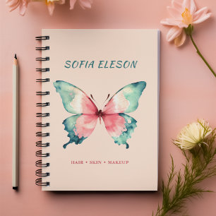Carnet Aquarelle Papillon Bleu rose bleu Nom du script