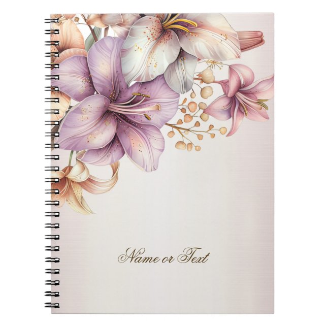 Carnet Aquarelle Party Boho rose Fleurs Élégant (Devant)