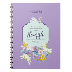 Carnet Aquarelle Pastel Floral Bible Verse Personnalisé