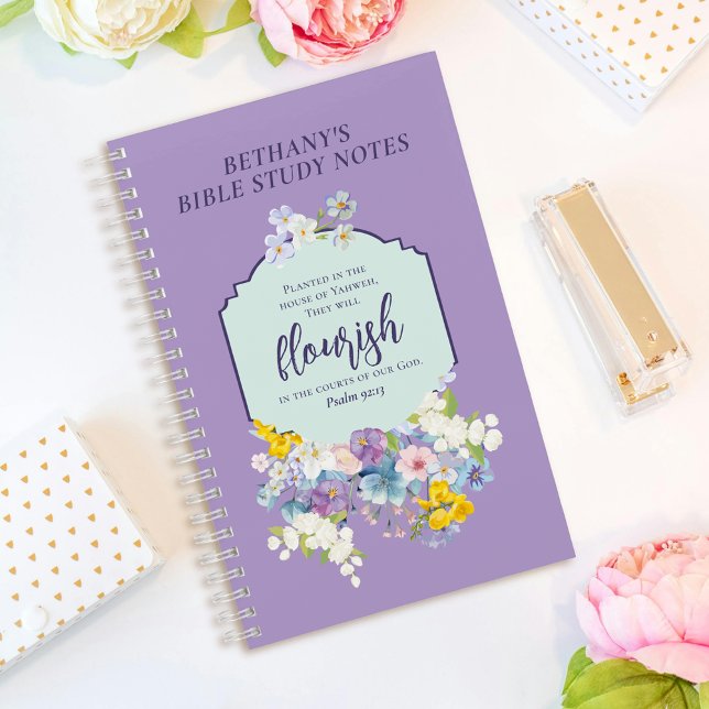Carnet Aquarelle Pastel Floral Bible Verse Personnalisé (Créateur téléchargé)