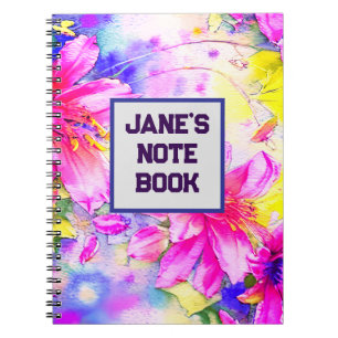 Carnet Aquarelle peinture des fleurs roses
