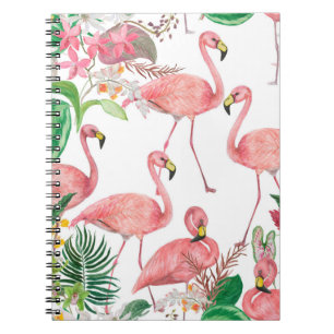 Carnet Aquarelle peinture sans couture motif avec flamant