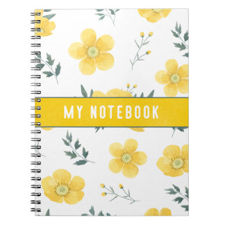 Carnet Aquarelle personnalisée de fleurs sauvages jaunes