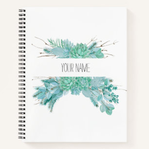 Carnet Aquarelle personnalisée Succulents