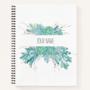 Carnet Aquarelle personnalisée Succulents