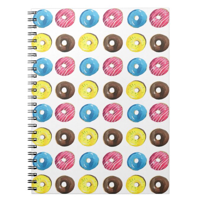 Carnet Aquarelle petits beignets, motif sans soudure. (Devant)