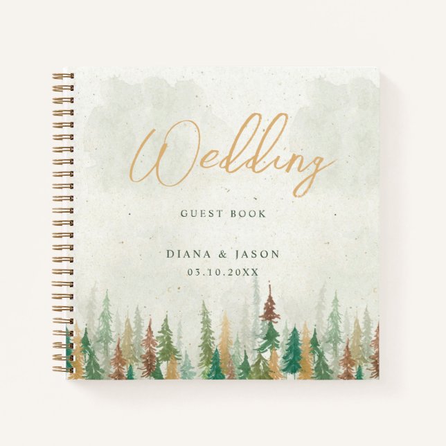 Carnet Aquarelle Pins de forêt rustique (Devant)