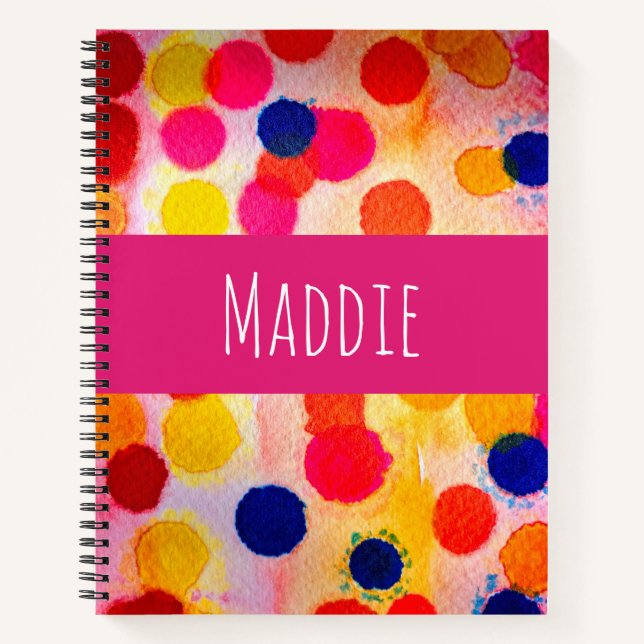 Carnet Aquarelle pois cercles mignons (Devant)
