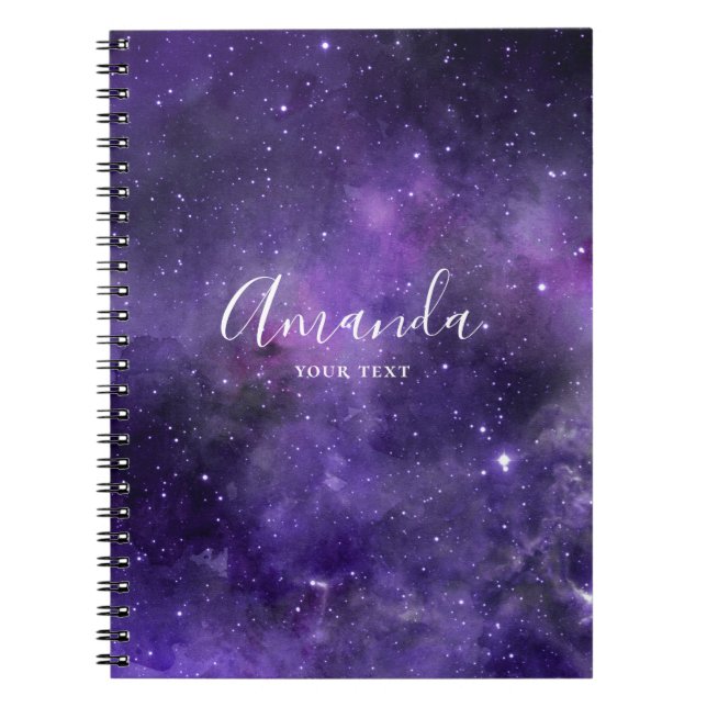 Carnet Aquarelle pourpre espace. étoiles de galaxie moder (Devant)