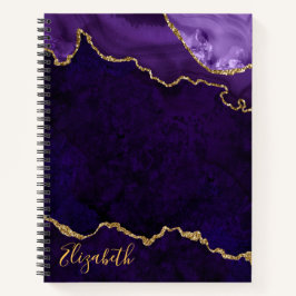 Carnet Aquarelle Purple Gold Marbre Agate Géode