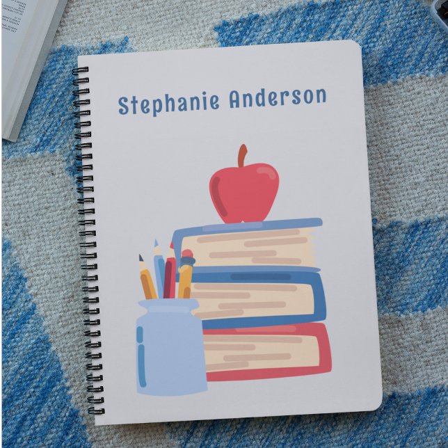 Carnet Aquarelle Retour à l'école Monogramme Nom du carne (Créateur téléchargé)