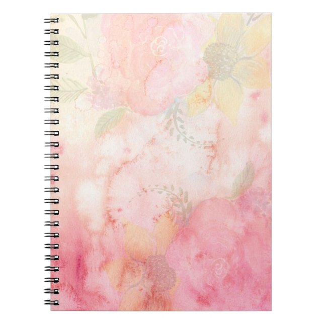 Carnet Aquarelle rose Arrière - plan floral (Devant)