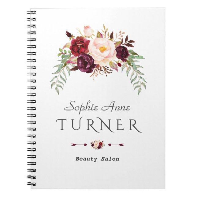 Carnet Aquarelle rose de Bourgogne Artiste de maquillage  (Devant)