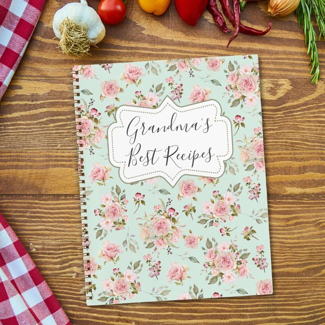 Carnet Aquarelle Rose Fleurs Floral Grandma Recette (In situ)