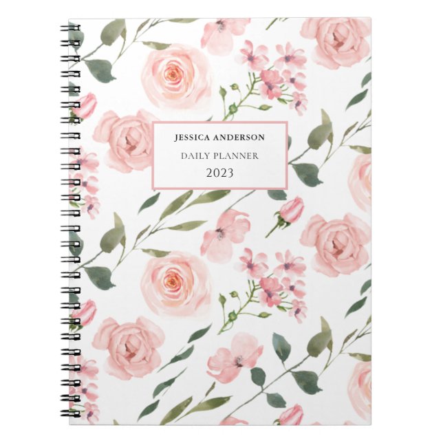Carnet Aquarelle rose florale 2023 (Devant)