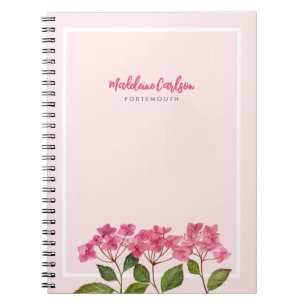 Carnet Aquarelle rose Hydrangée Lacecaps Illustration