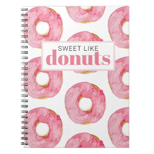 Carnet Aquarelle rose moderne douce comme les beignets Ci