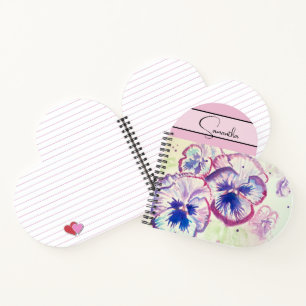Carnet Aquarelle rose Pansy Pansies florale Fleur Blush