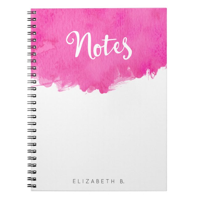 Carnet Aquarelle rose Peinture "Notes" (Devant)