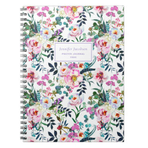 Carnet Aquarelle rose pourpre Nom Floral Titre Prière