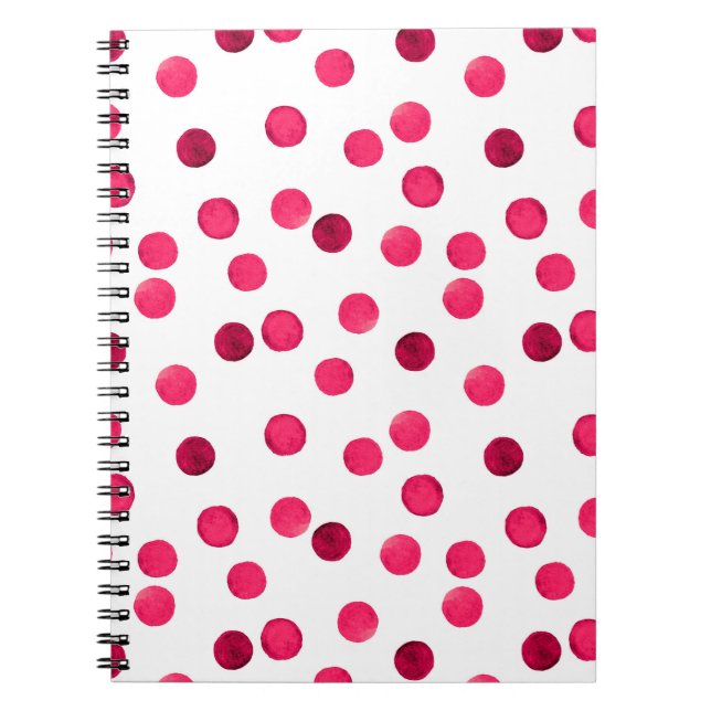 Carnet Aquarelle rouge aquarelle pois motif (Devant)