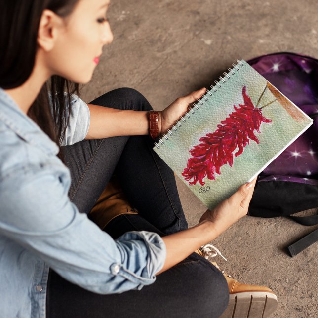 Carnet Aquarelle Rouge Chili Ristra Nouveau Mexique (Créateur téléchargé)