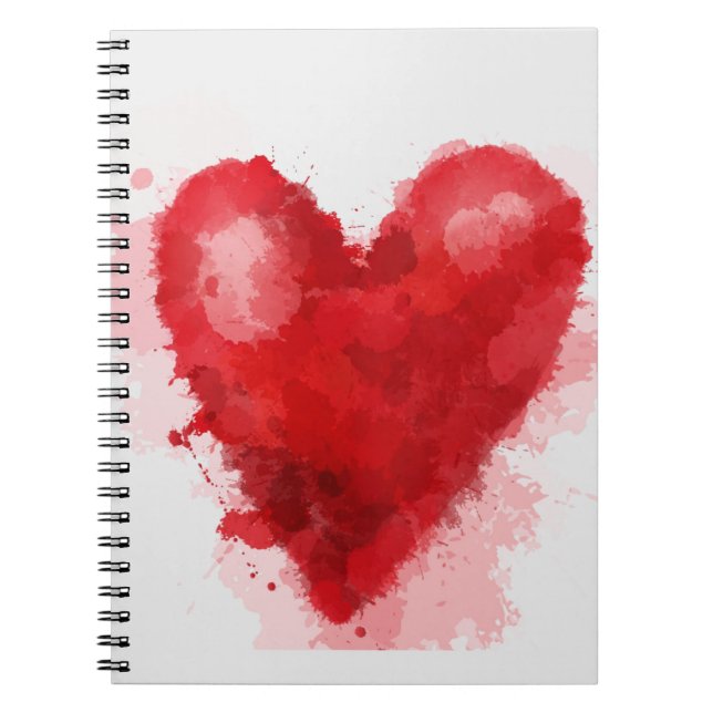 Carnet Aquarelle rouge coeur gothique fille valentine (Devant)