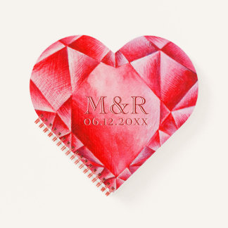 Carnet Aquarelle Ruby Heart 40e anniversaire de Mariage