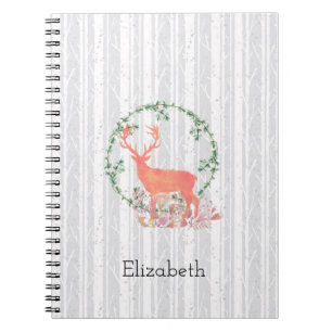 Carnet Aquarelle Rustique Reindeer Boho Personnalisée