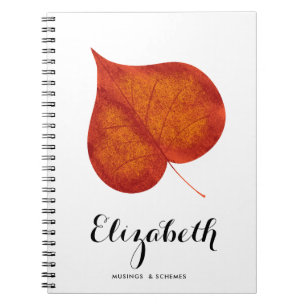 Carnet Aquarelle rustique Rouge Orange Feuille d'automne
