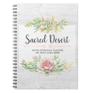 Carnet Aquarelle rustique succulente désert cactus bohème