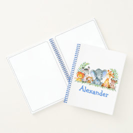 Carnet Aquarelle Safari Jungle Animaux Dessin bleu
