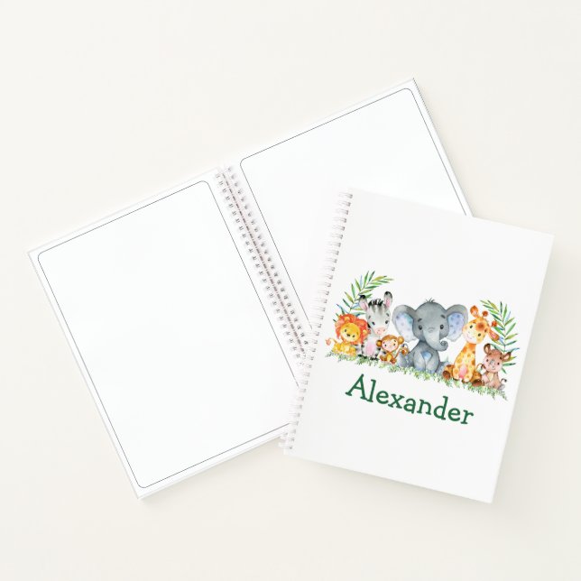 Carnet Aquarelle Safari Jungle Animaux Dessin des enfants (Intérieur)