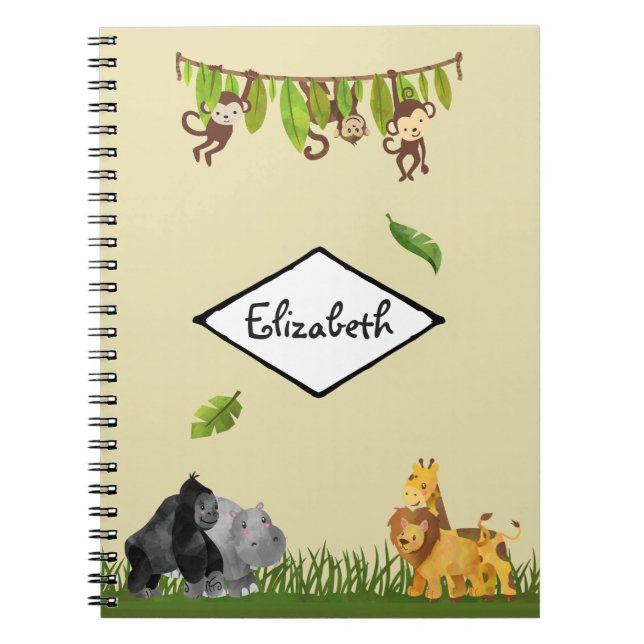 Carnet Aquarelle Safari Jungle Illustration animale (Devant)