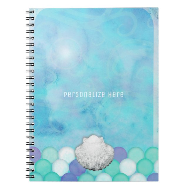 Carnet Aquarelle Sirène échelles Océan Mer Personnalisé (Devant)