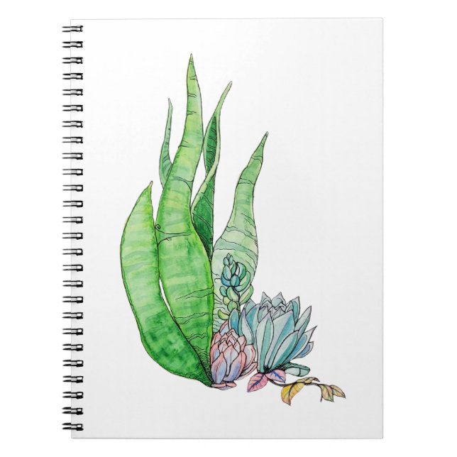 Carnet Aquarelle Succulente Végétation Botanique (Devant)