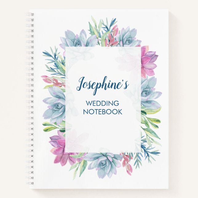 Carnet Aquarelle Succulents Mariage (Devant)