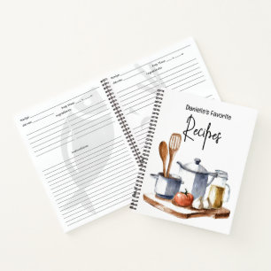 Carnet Aquarelle thème cuisine recette personnalisée