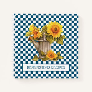 Carnet Aquarelle tournesol bleu À damiers recette