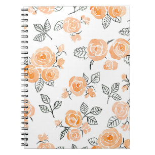 Carnet Aquarelle transparente et motif d'encre avec roses