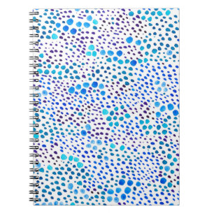 Carnet Aquarelle transparente motif avec taches bleues