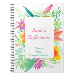 Carnet Aquarelle Tropical Floral Frontière Personnaliser
