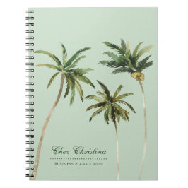 Carnet Aquarelle tropicale Palmiers Vert personnalisé
