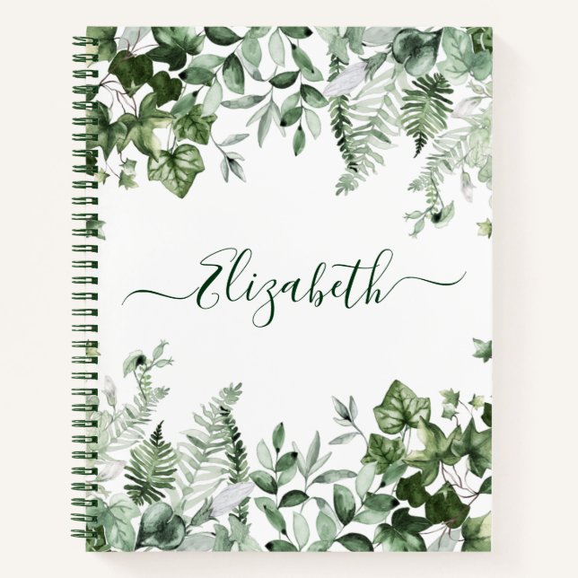 Carnet Aquarelle Verdure botanique Sage de fougères d'Ivy (Devant)