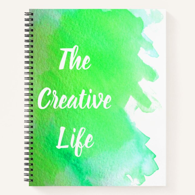 Carnet Aquarelle verte la citation de vie créative (Devant)