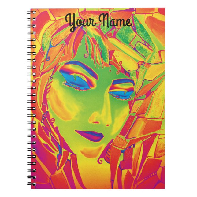 Carnet Aquarelle Vibes féminines en couleurs électriques (Devant)
