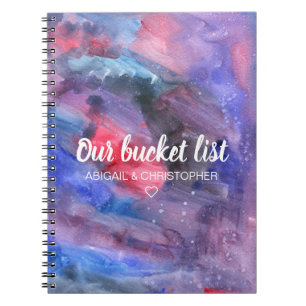 Carnet Aquarelle Vibrante Notre liste de seaux Couple Kee