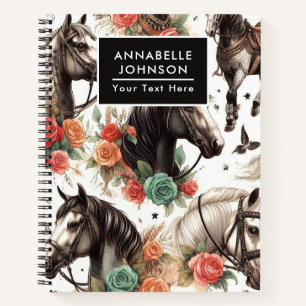 Carnet Aquarelle vintage Peinture Cheval sans joint